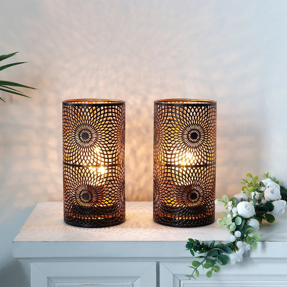 Set of 2-7.5"H Black Table Metal Lamps