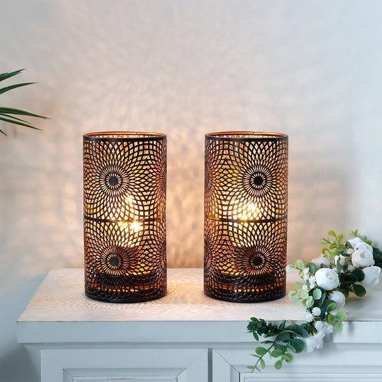 Set of 2-7.5"H Black Table Metal Lamps