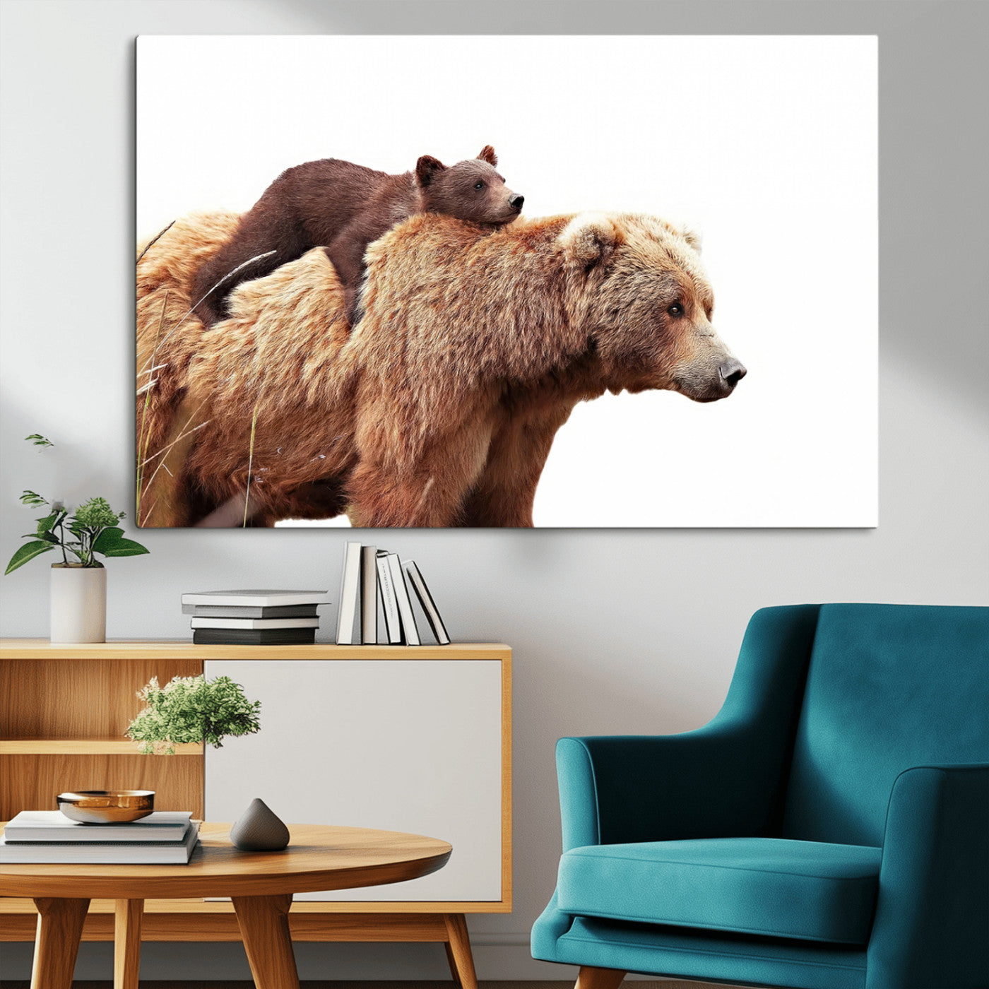 Mother and Baby Bear Canvas Wall Art - Adorable Wildlife