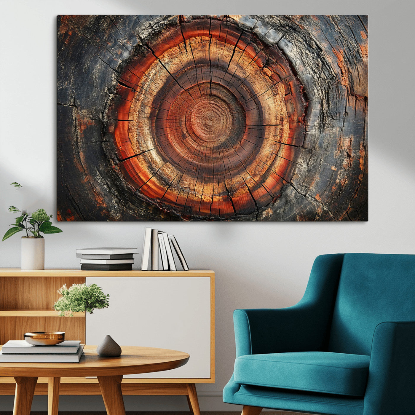 Wood Grain Canvas Wall Art - Framed Abstract Tree Ring