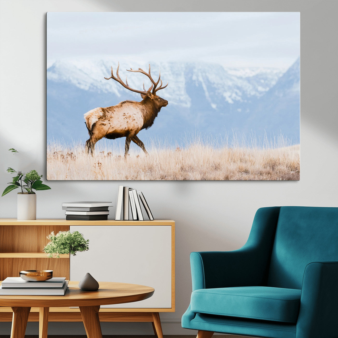 Elk Wall Art Canvas Print – Framed Mountain Wildlife Art