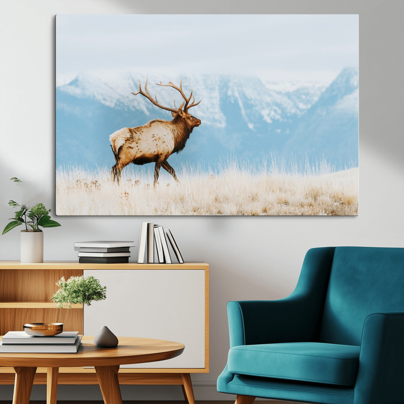 Mountain Elk Wall Art Canvas Print – Framed Rustic Wildlife
