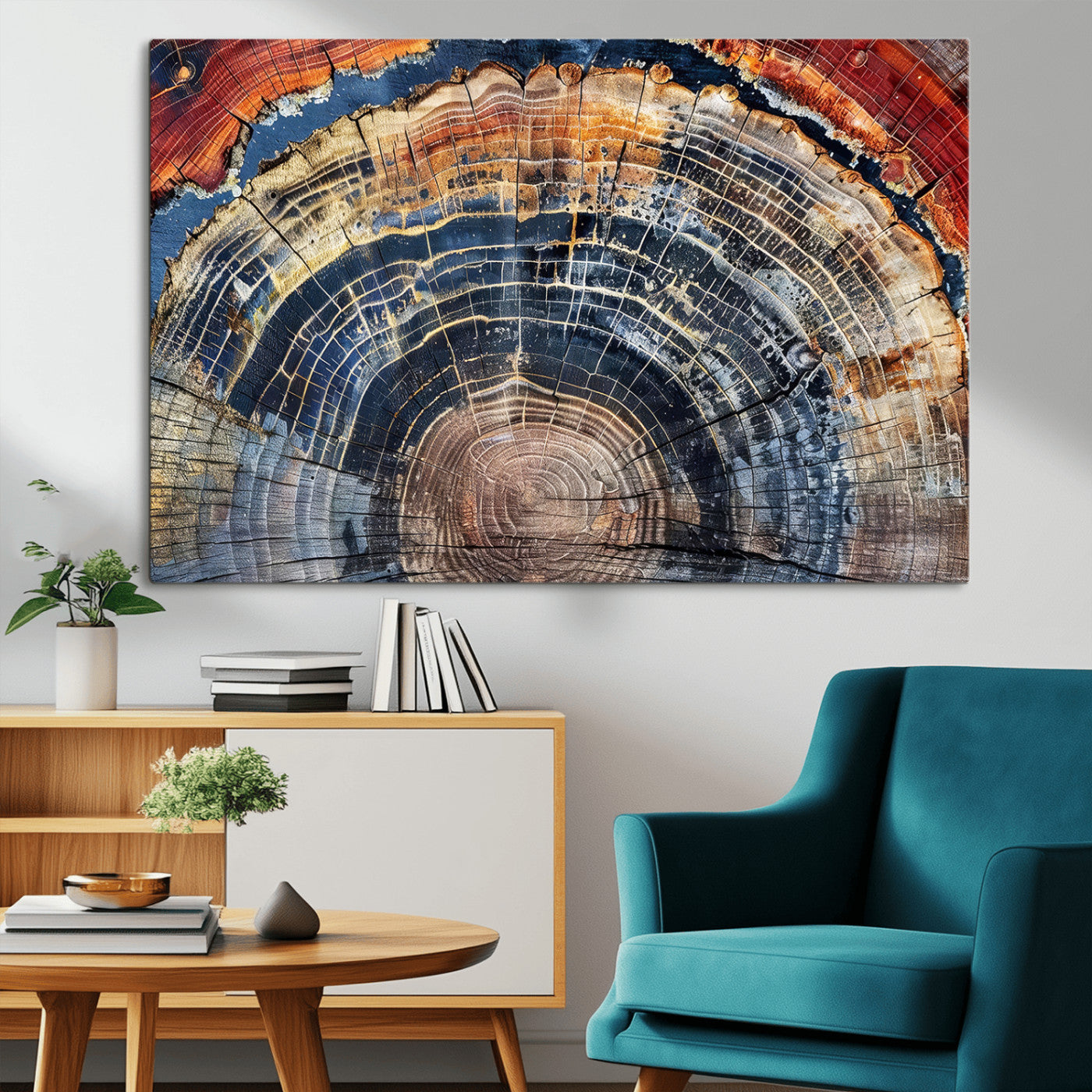 Tree Rings Wall Art Canvas Print – Framed Petrified Wood