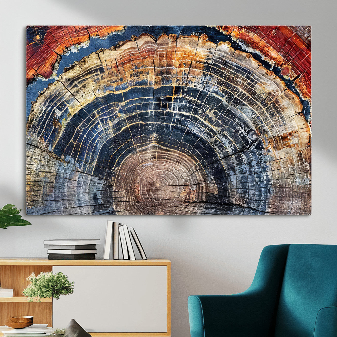 Tree Rings Wall Art Canvas Print – Framed Wood Art Picture