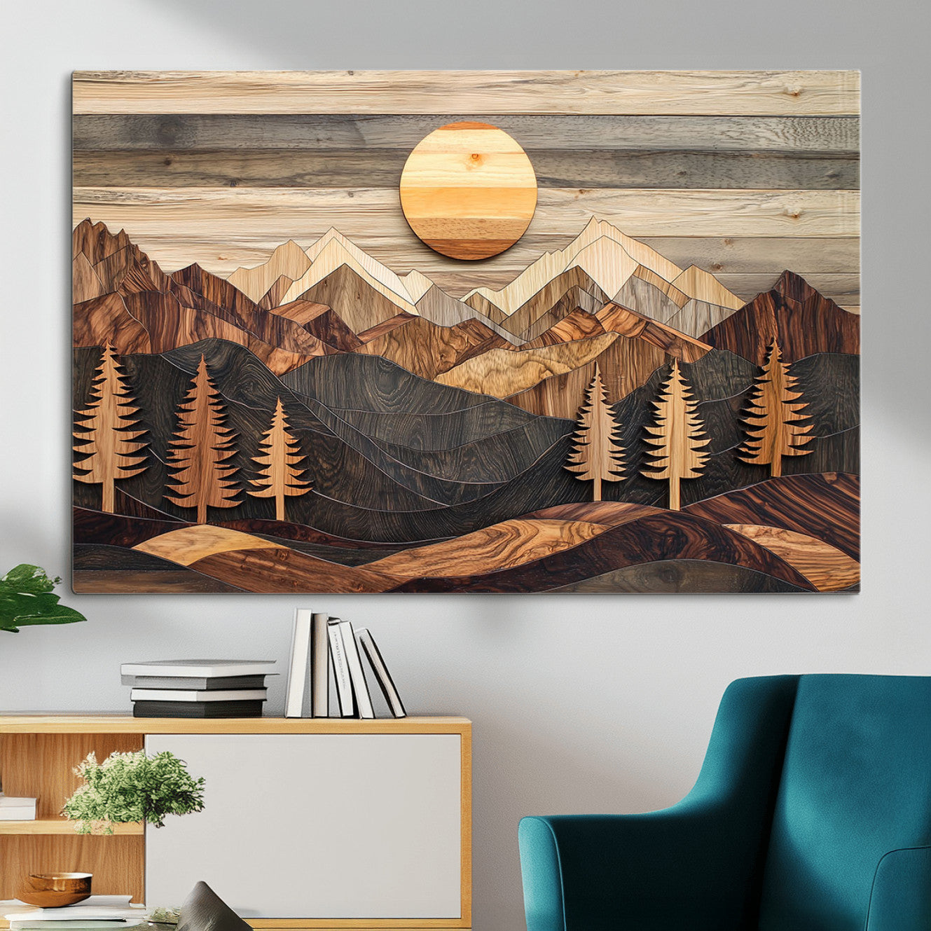 Wood Mountain Wall Art Canvas Print – Layered Forest and