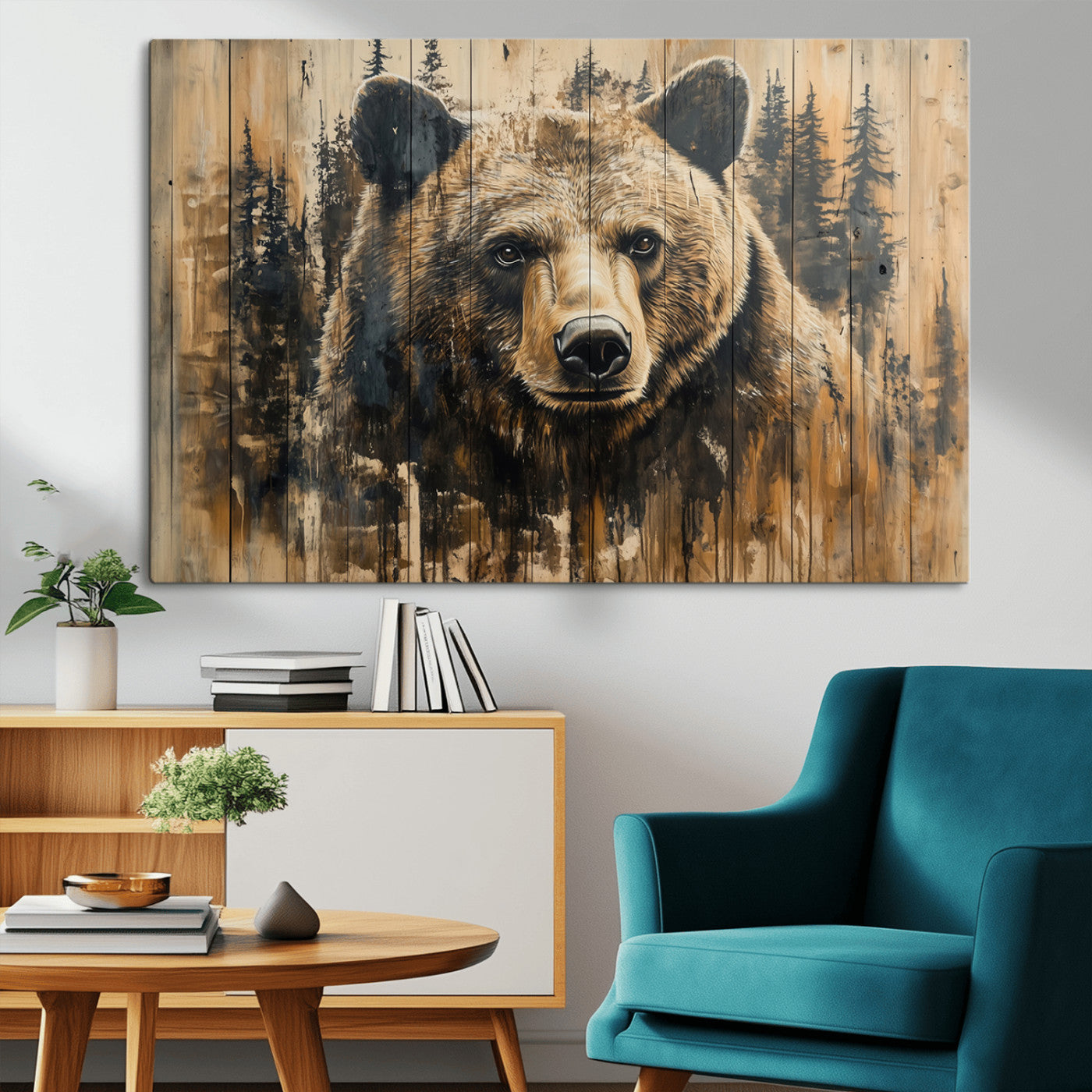 Majestic Grizzly 399 Bear Wall Art | 3-Panel Rustic Canvas