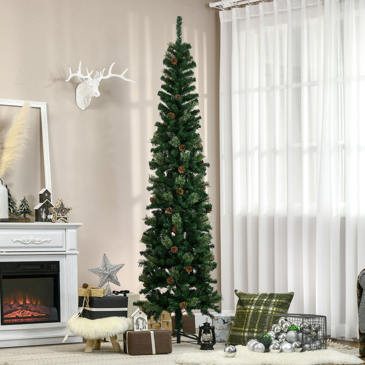 HOMCOM 7.5 Foot Pencil Artificial Christmas Tree, Christmas tree for living room, entryway or seasonal display
