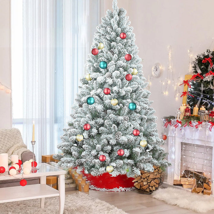5FT Flocked Christmas Tree with Pine Cones, artificial Christmas tree for festive holiday home decor from Cedar & Spice Gifts