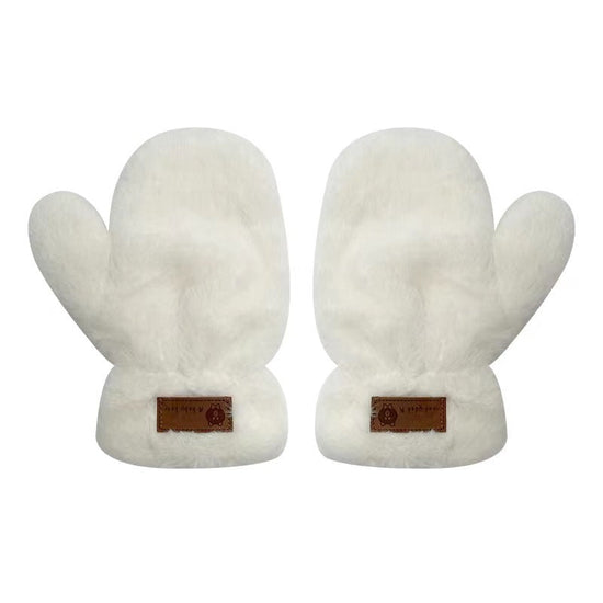 Fleece-lined Mittens Plush Autumn And Winter Warm Gloves