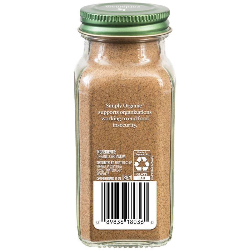 Pure Ground Cardamom, Certified Organic, Kosher, 2.82 Oz