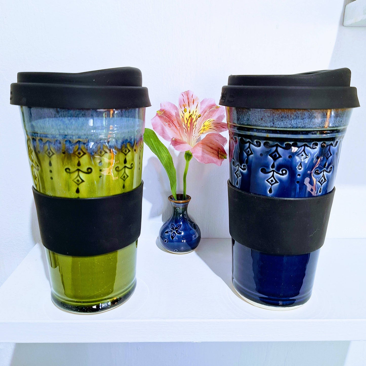 Handmade Stoneware 16 oz Travel Mug Made to Order