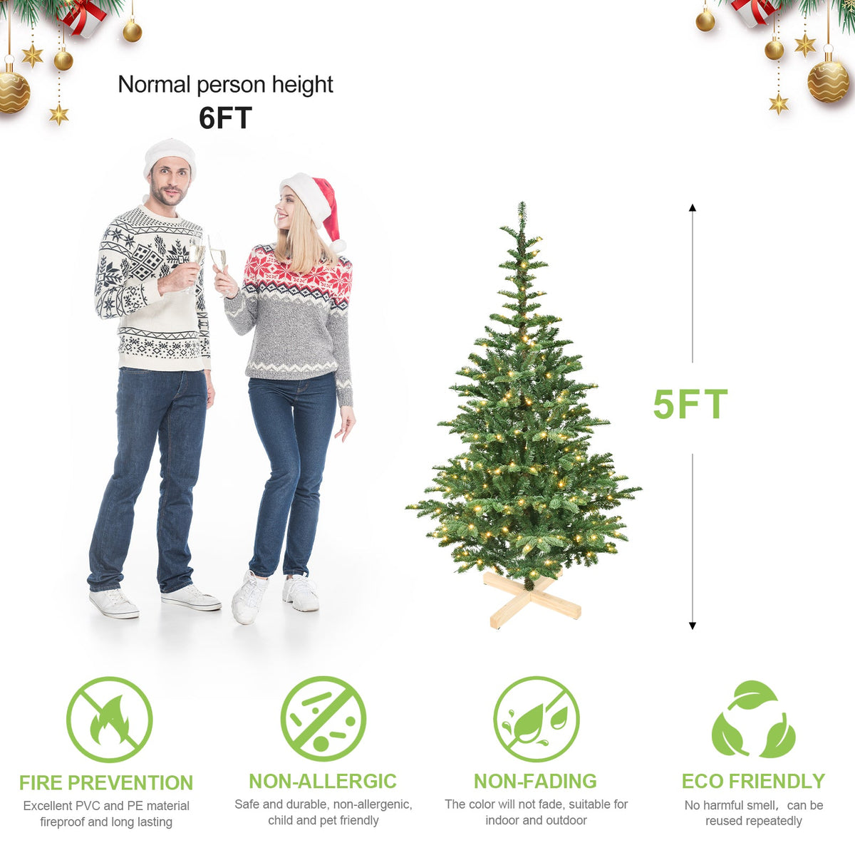 6ft Pre-Lit Christmas Tree with 300 Warm White Lights