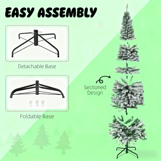 Flocked Christmas Tree with Faux Snow and Dense Branches