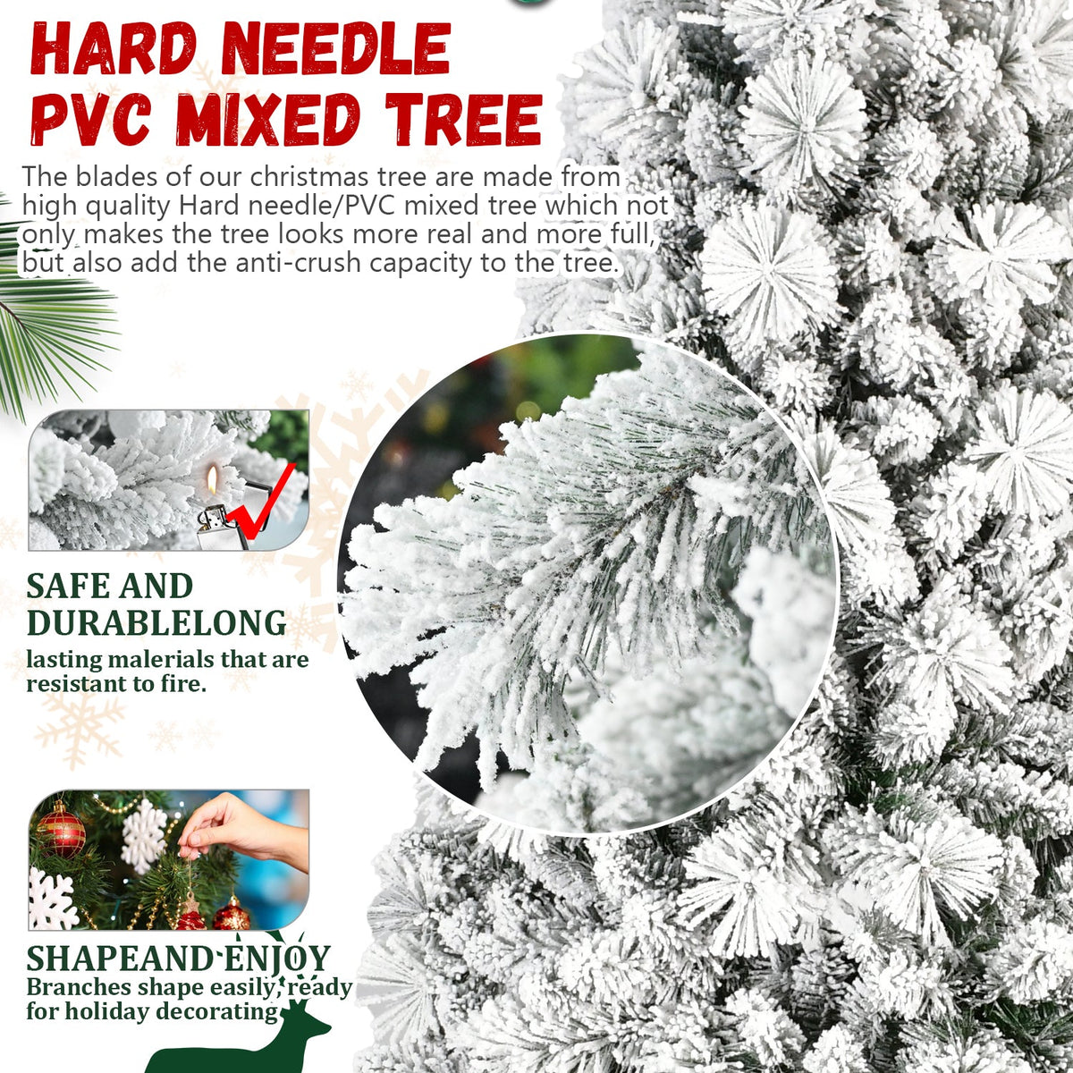 7FT Flocked Christmas Tree with 1060 Tips