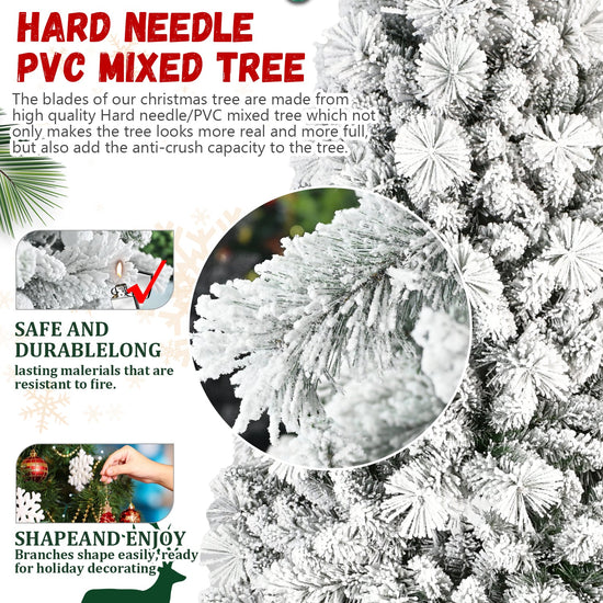7FT Flocked Christmas Tree with 1060 Tips