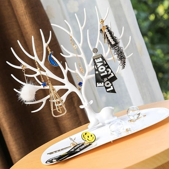1pc Creative Deer Horn Tree Charm Jewelry Organizer Earring Bangle Necklace Bracelet Display Holder Unique Design Jewelry Organiser for Women Classic Tree Shape High Quality Necklace Earring Display Holder Tree Jewelry Organizer For Women