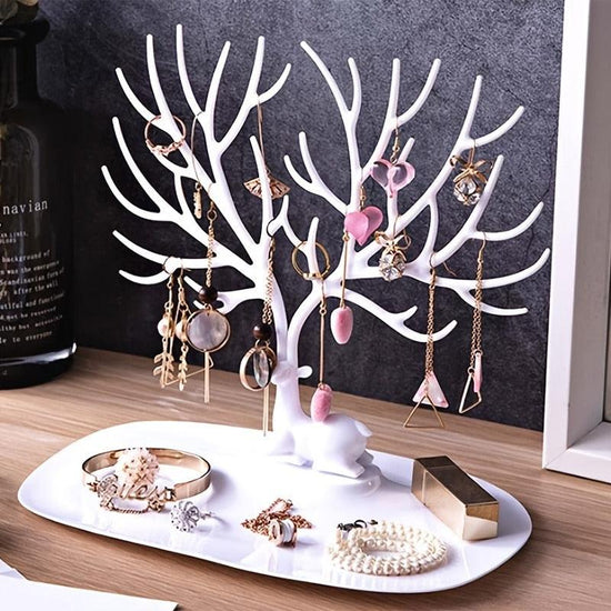 1pc Creative Deer Horn Tree Charm Jewelry Organizer Earring Bangle Necklace Bracelet Display Holder Unique Design Jewelry Organiser for Women Classic Tree Shape High Quality Necklace Earring Display Holder Tree Jewelry Organizer For Women