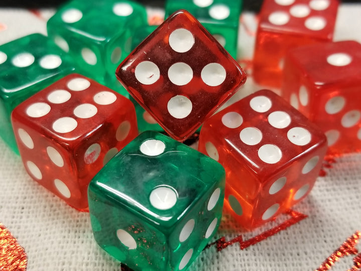 Christmas Dice Set 5 Green 5 Red Festive Unique Rare Set Casino Yahtzee Games