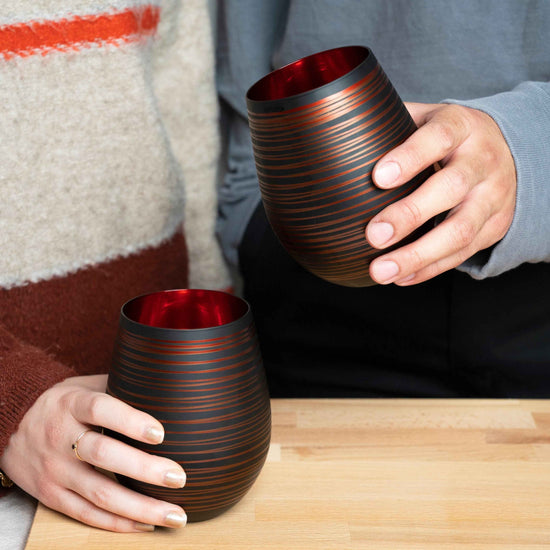 Black Swirl Stemless Wine Glasses