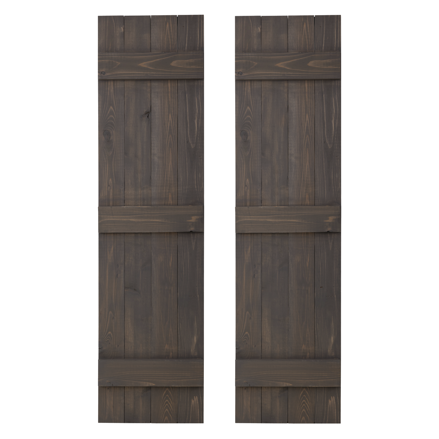 Traditional Board & Batten Exterior Wood Shutters - Cedar - Set of 2