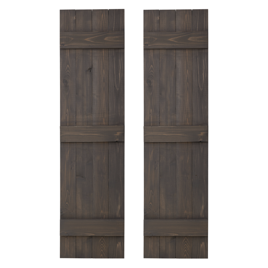 Traditional Board & Batten Exterior Wood Shutters - Cedar - Set of 2