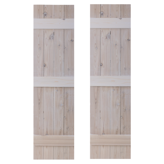 Traditional Board & Batten Exterior Wood Shutters - Cedar - Set of 2