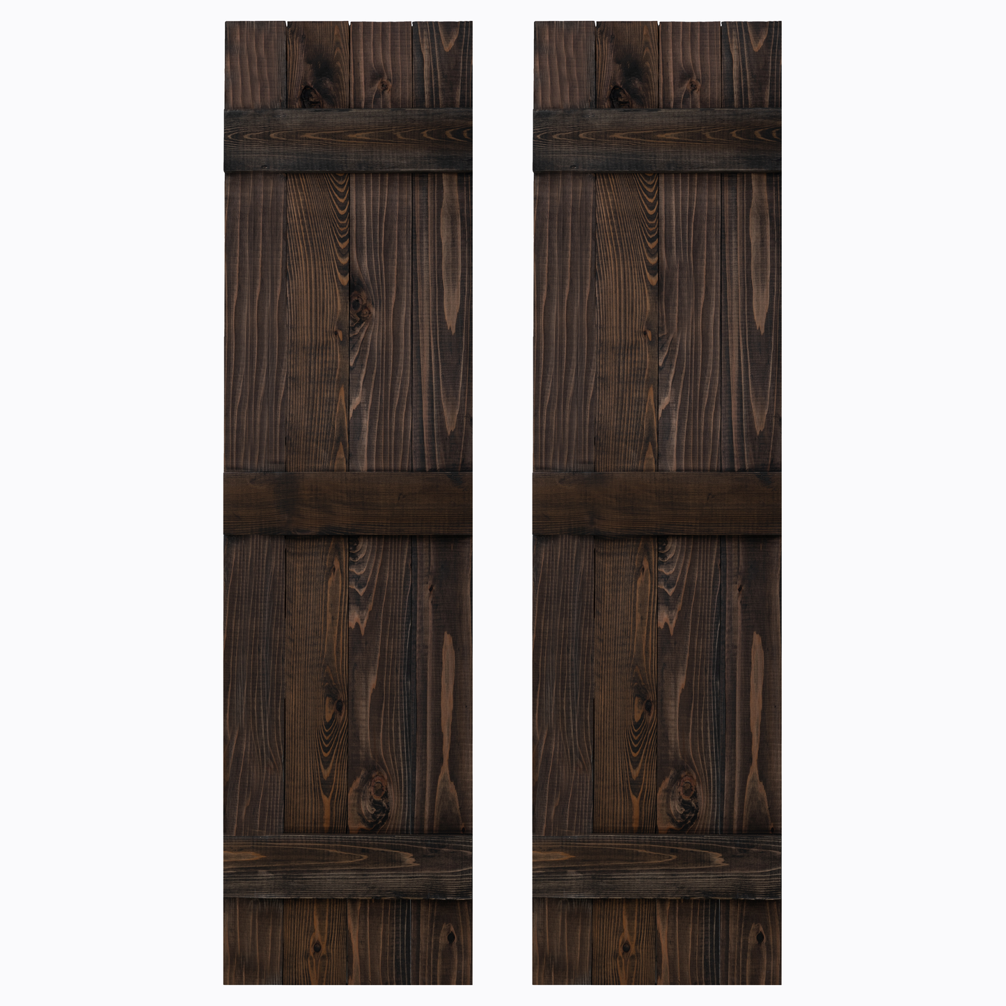 Traditional Board & Batten Exterior Wood Shutters - Cedar - Set of 2