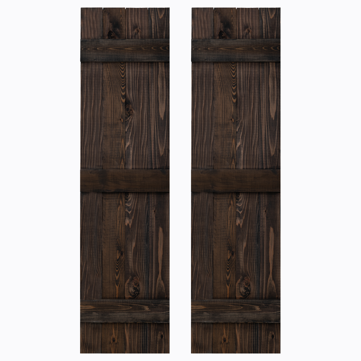 Traditional Board & Batten Exterior Wood Shutters - Cedar - Set of 2