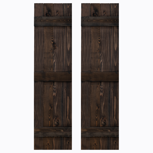 Traditional Board & Batten Exterior Wood Shutters - Cedar - Set of 2