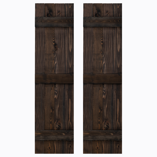 Traditional Board & Batten Exterior Wood Shutters - Cedar - Set of 2