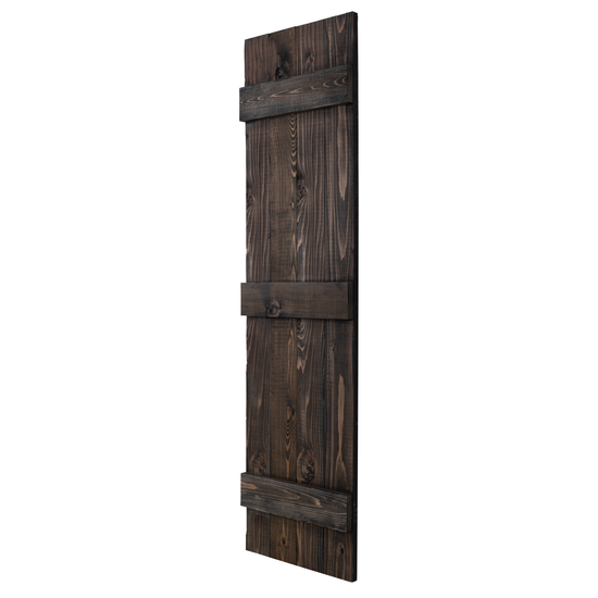 Traditional Board & Batten Exterior Wood Shutters - Cedar - Set of 2