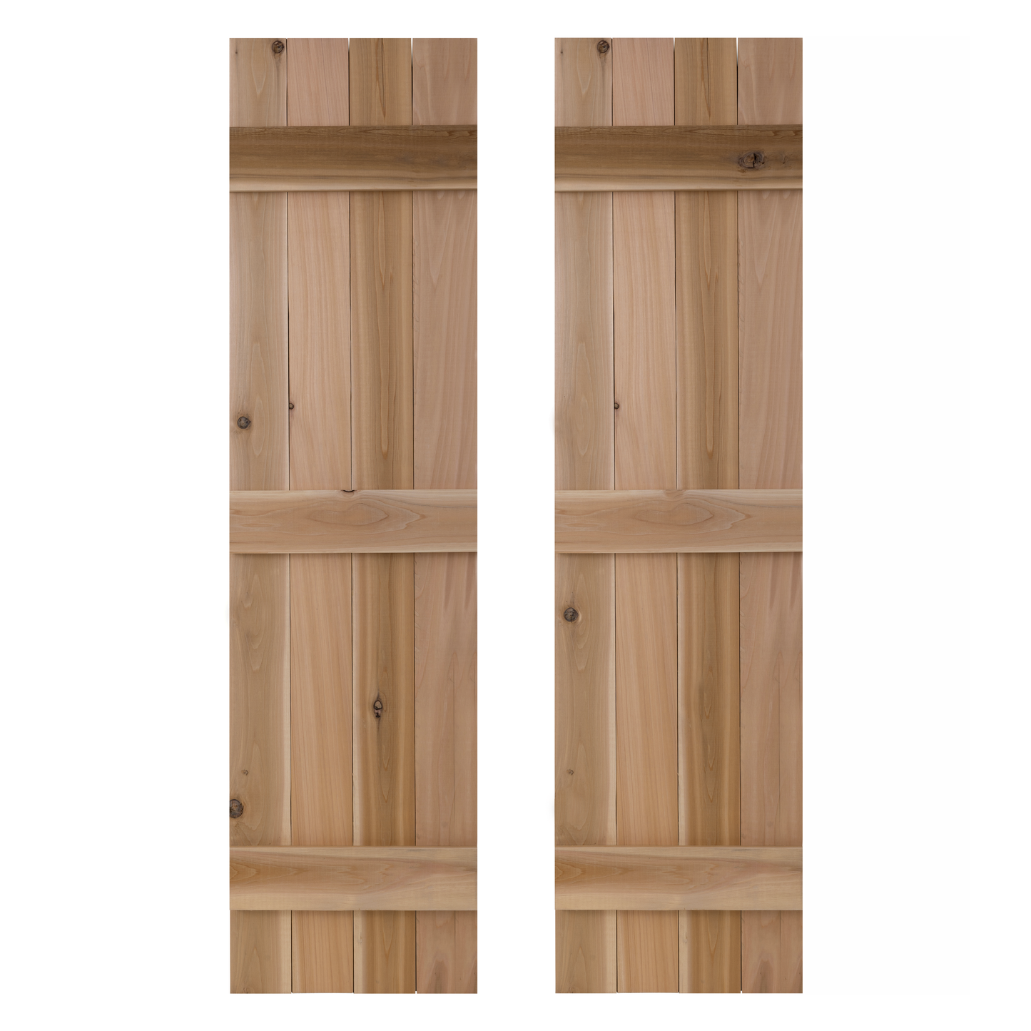 Traditional Board & Batten Exterior Wood Shutters - Cedar - Set of 2