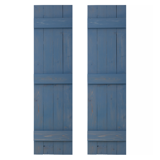 Traditional Board & Batten Exterior Wood Shutters - Cedar - Set of 2
