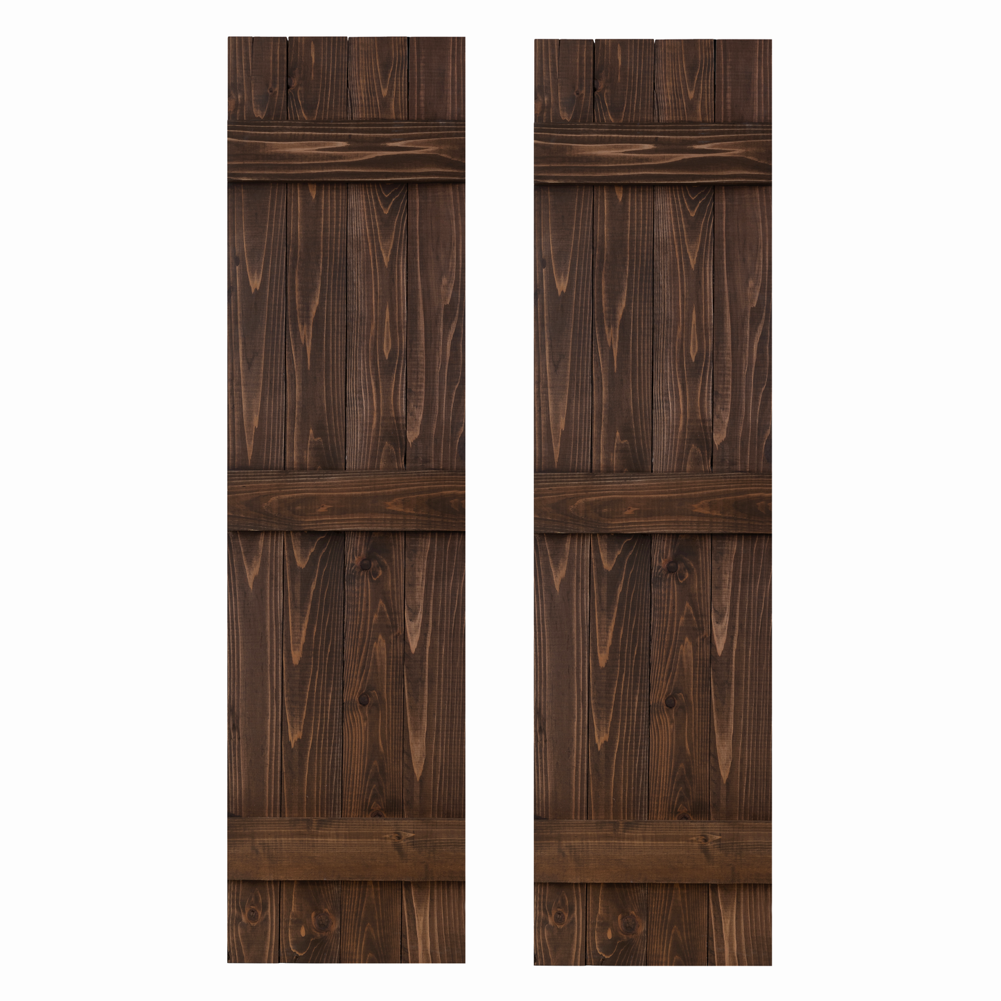 Traditional Board & Batten Exterior Wood Shutters - Cedar - Set of 2