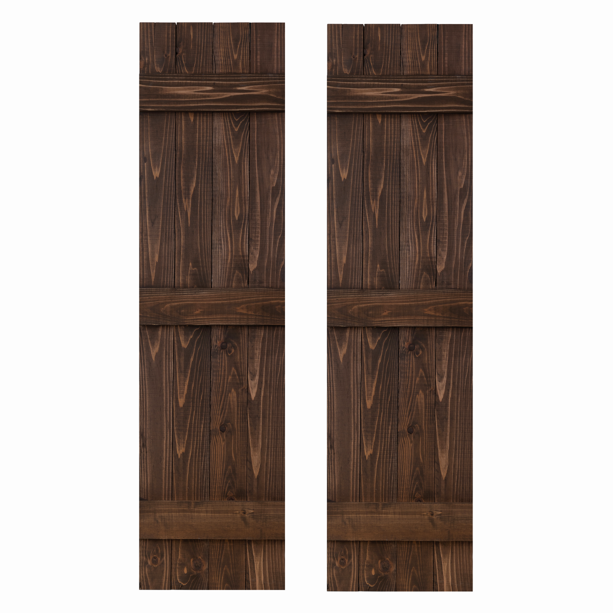 Traditional Board & Batten Exterior Wood Shutters - Cedar - Set of 2