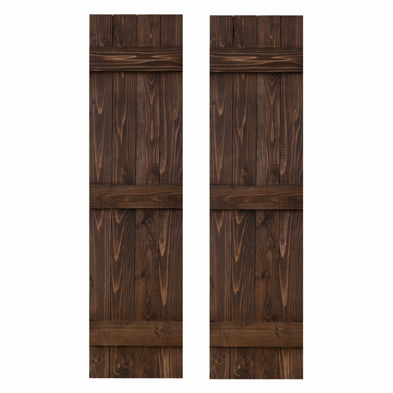 Traditional Board & Batten Exterior Wood Shutters - Cedar - Set of 2