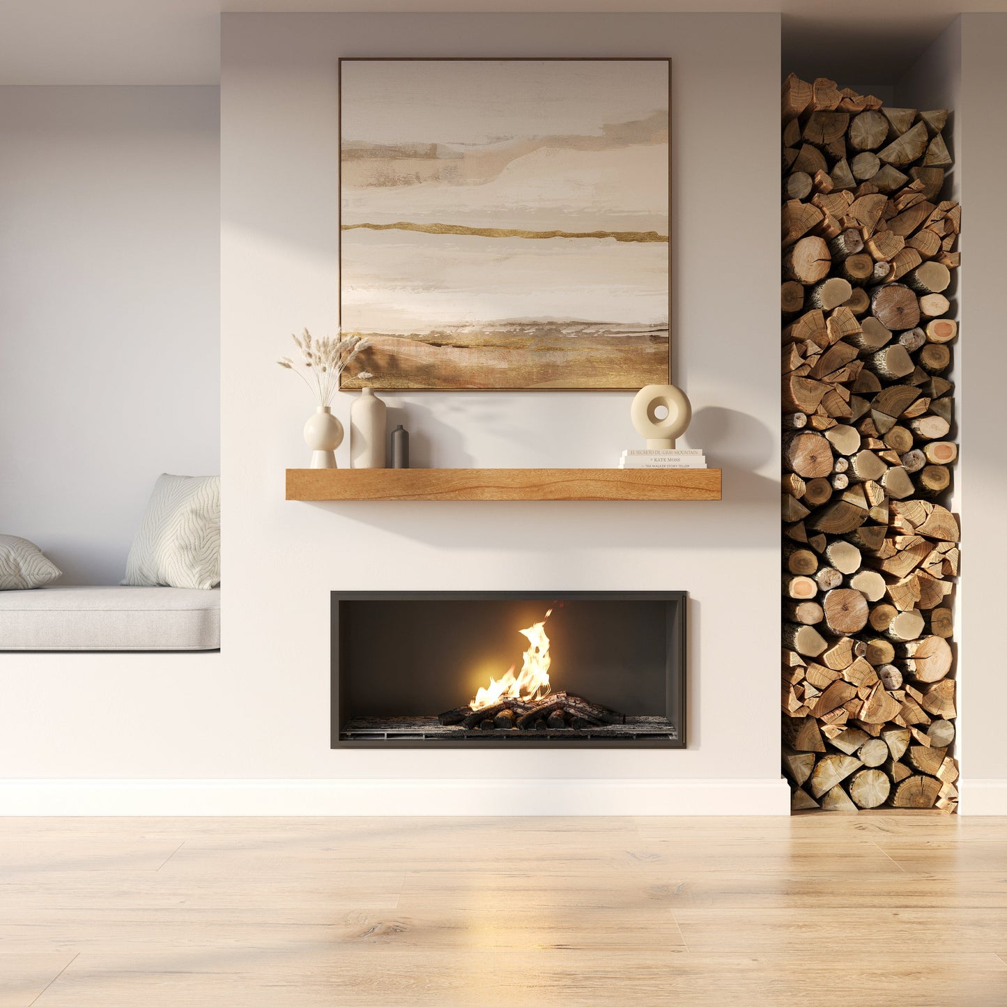 Classic Paulownia Wood Fireplace Mantel Shelf