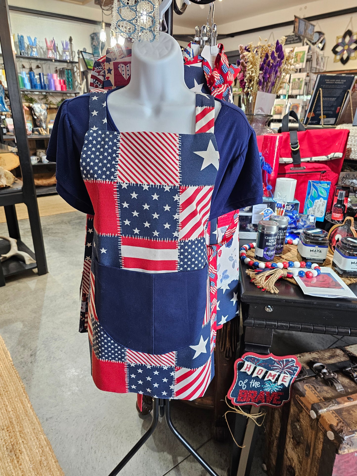 Apron Handmade Reversible with Lined Pockets - 4th July