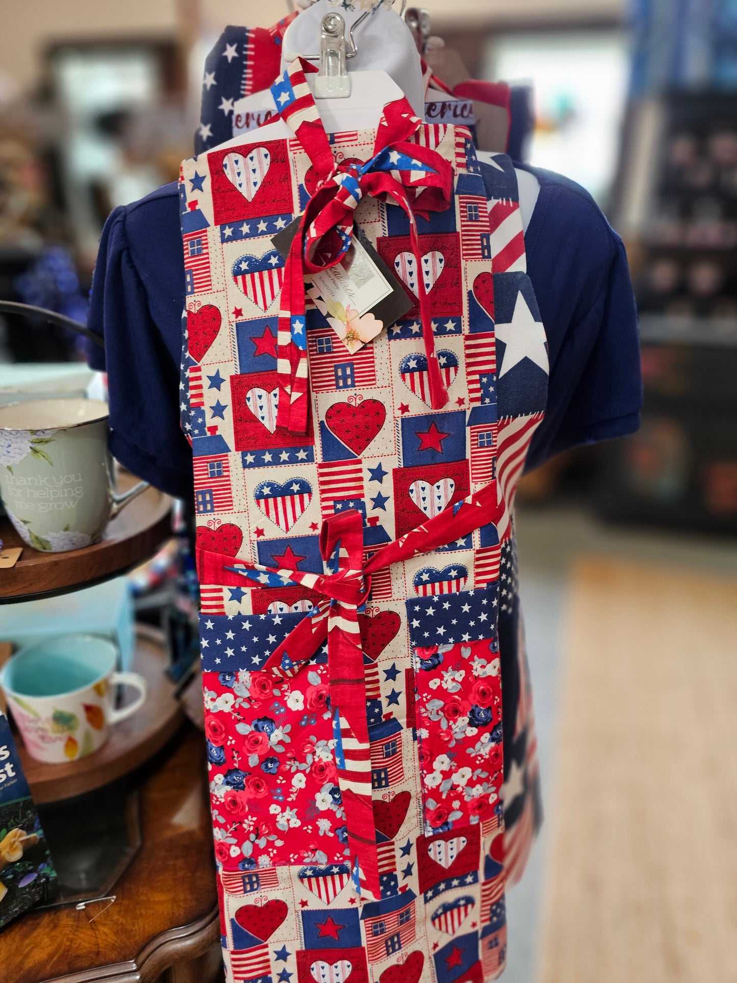 Apron Handmade Reversible with Lined Pockets - 4th July