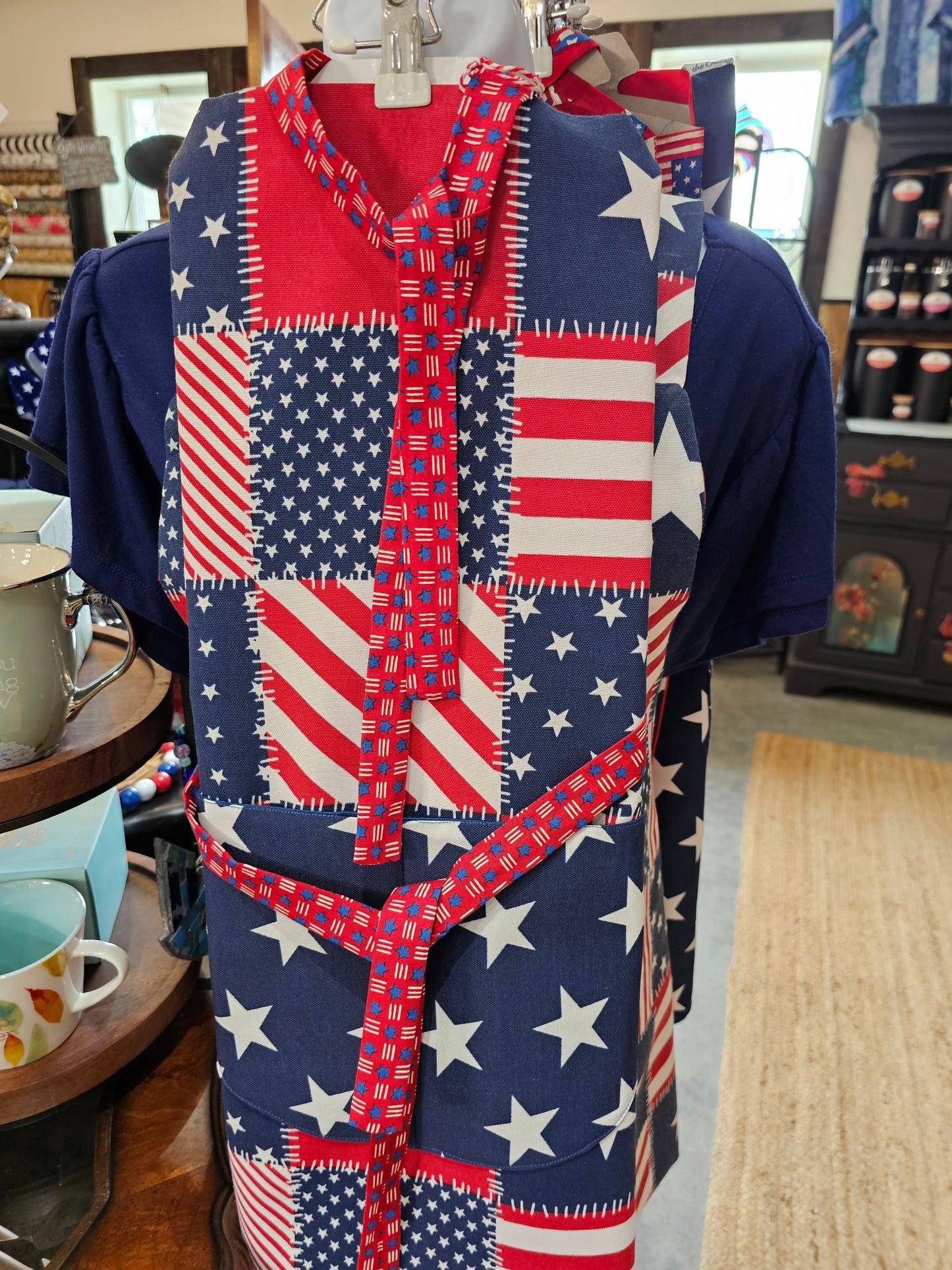 Apron Handmade Reversible with Lined Pockets - 4th July