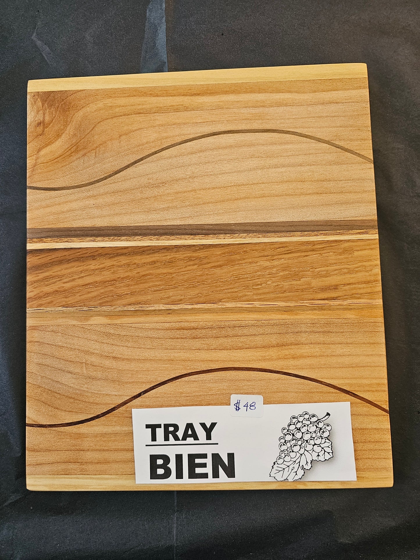 Tray Bien Serving Tray with Dots, Stripes and Patterns in Various Woods