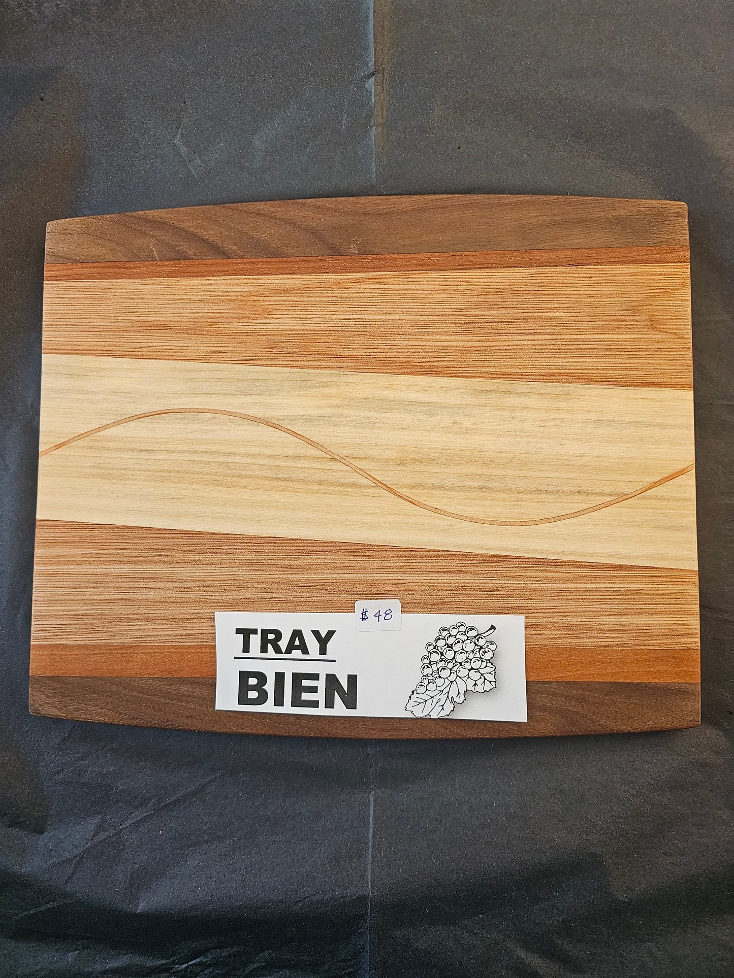 Tray Bien Serving Tray with Dots, Stripes and Patterns in Various Woods