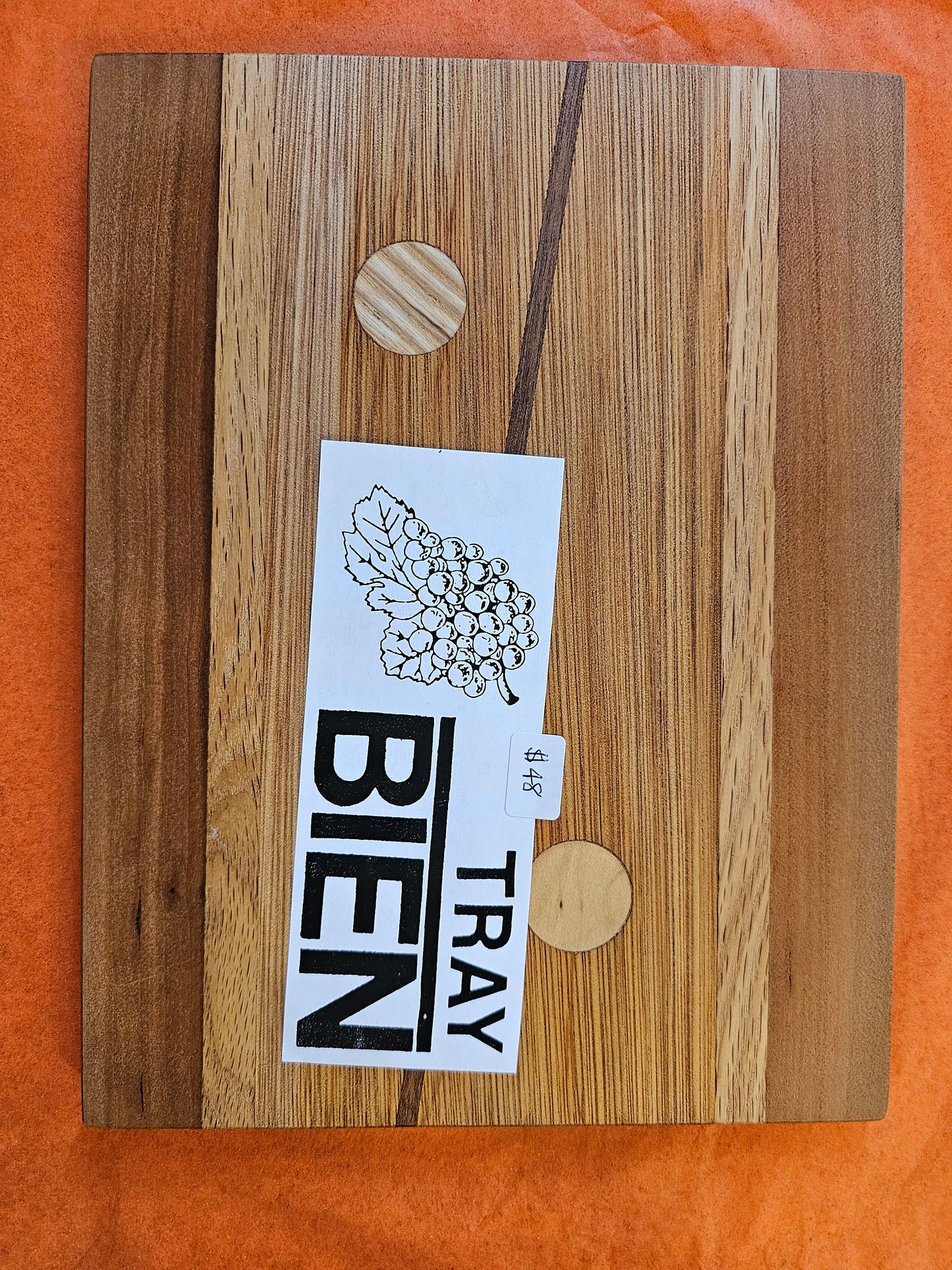 Tray Bien Serving Tray with Dots, Stripes and Patterns in Various Woods