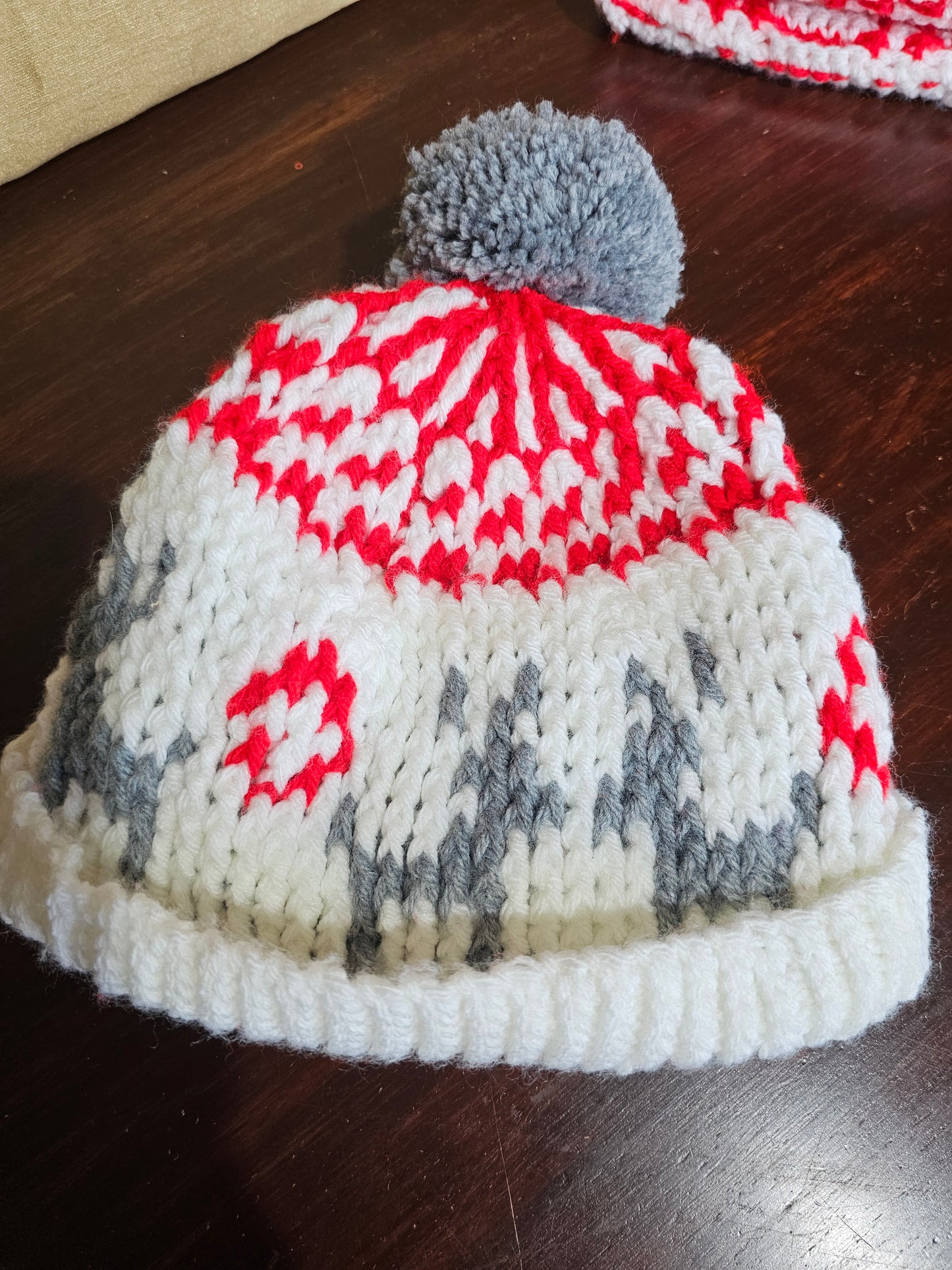 Pom Pom Beanie Mosaic Crochet