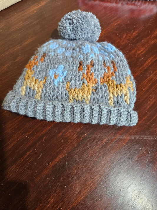 Pom Pom Beanie Mosaic Crochet