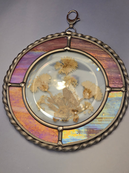 Suncatcher Circle Pink Border Dried Flowers