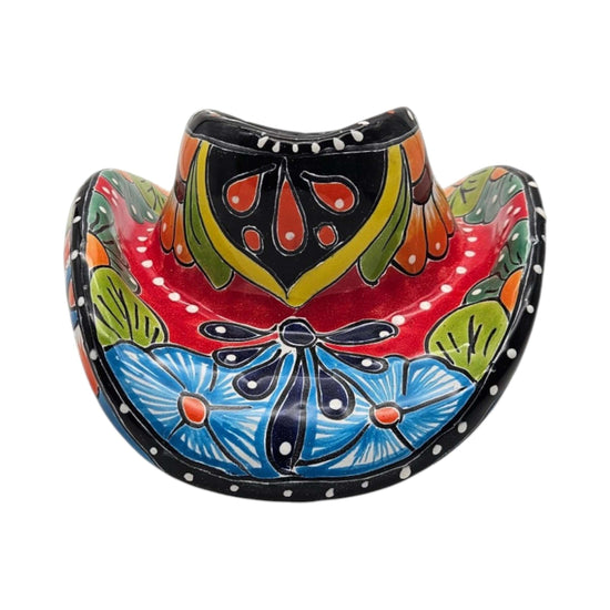 Small Talavera Sombrero Planter | Hand-Painted Cowboy Hat Decor