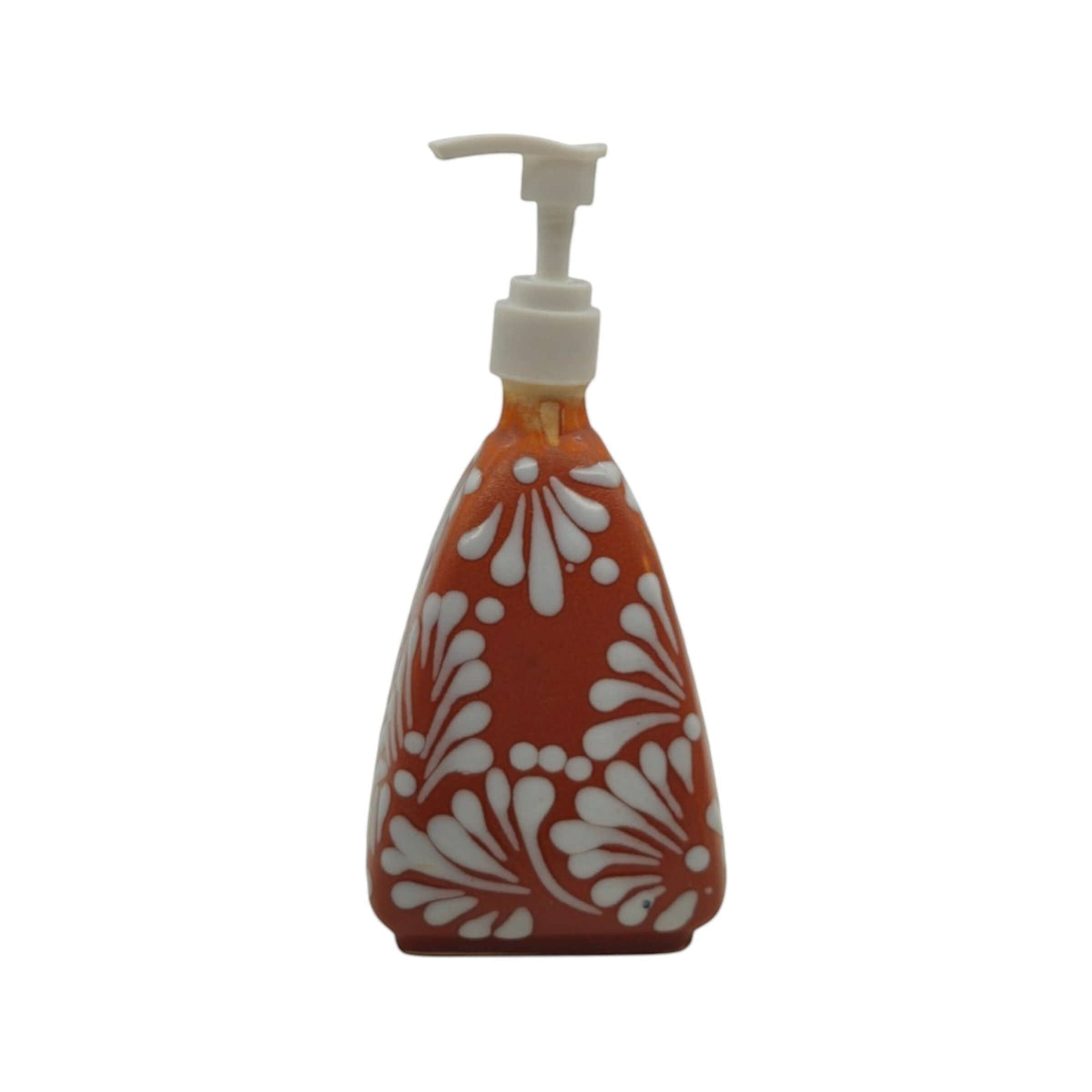 Talavera Soap Dispenser | Brown & White Pyramid Design