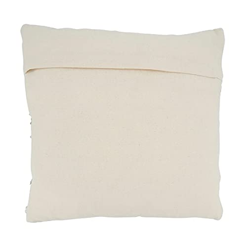 Multi Texture Chindi Cotton Jute Decorative Throw Pillow 18" W x 18" L - Natural Square Cushion for Home, Couch, Living Room, Bedroom, Office and Holiday Décor