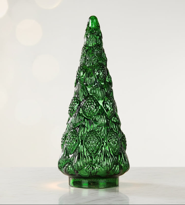 Green Glass Christmas Tree, 2 Size Options